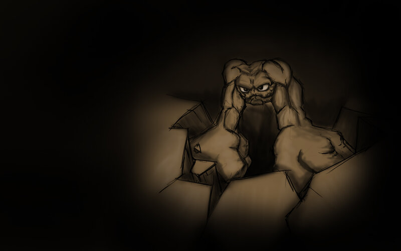 angry creature breaking through