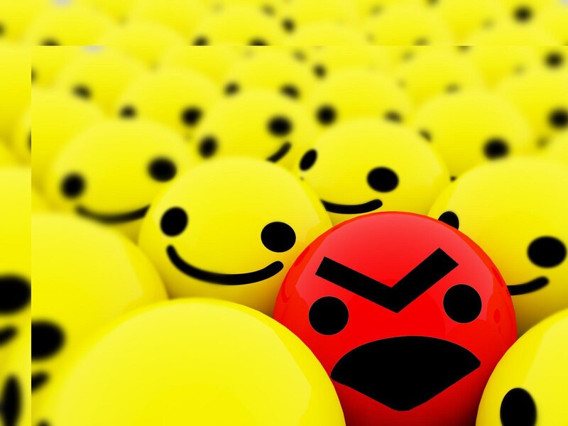 angry emoji among happy ones