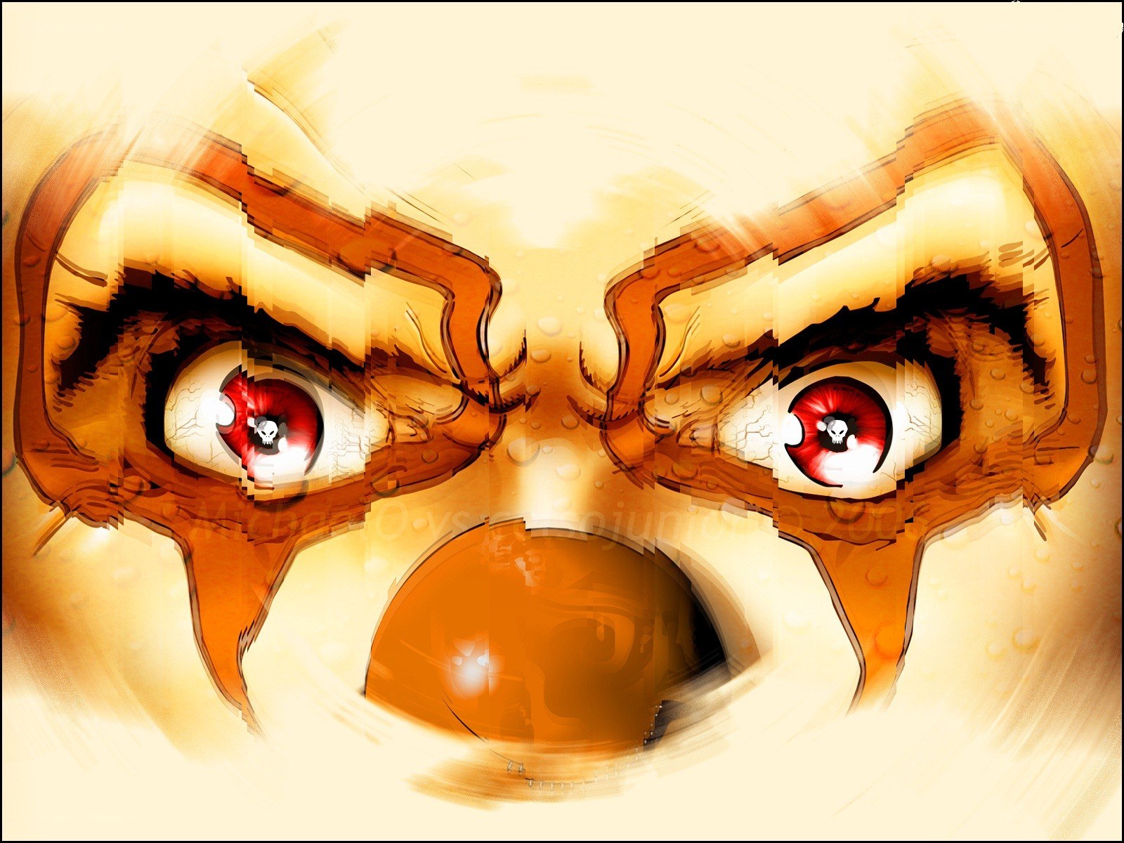 angry eyes with skull pupils