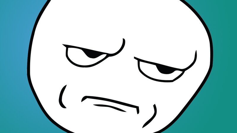 Angry Face Meme — White, Vector Art