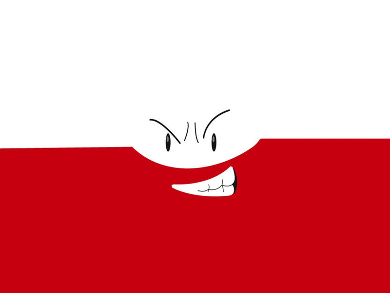 angry face peeking from red