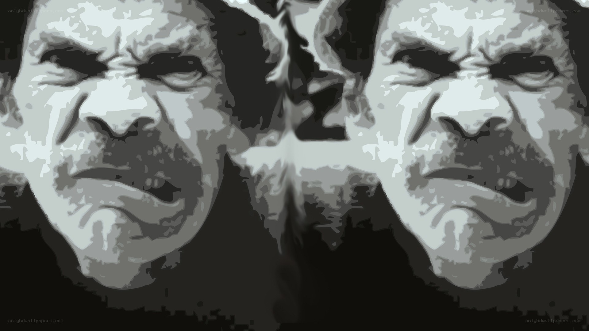 angry faces in black and white