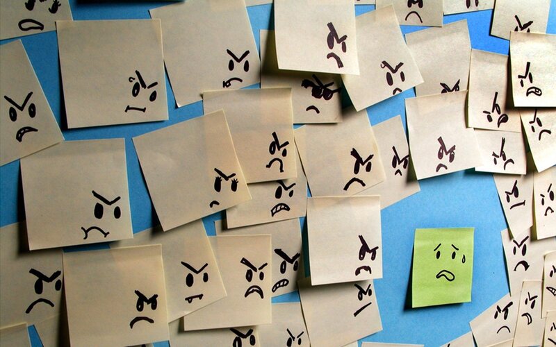 Angry Faces on Sticky Notes — Beige