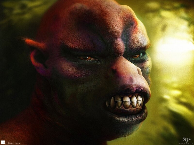 angry fantasy creature close-up