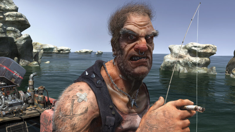 angry fisherman on a boat