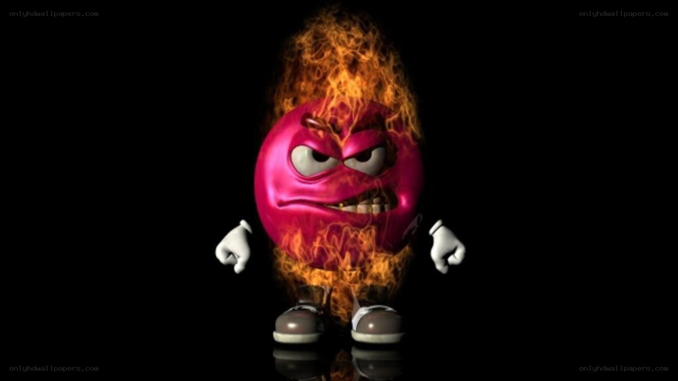 angry flaming character