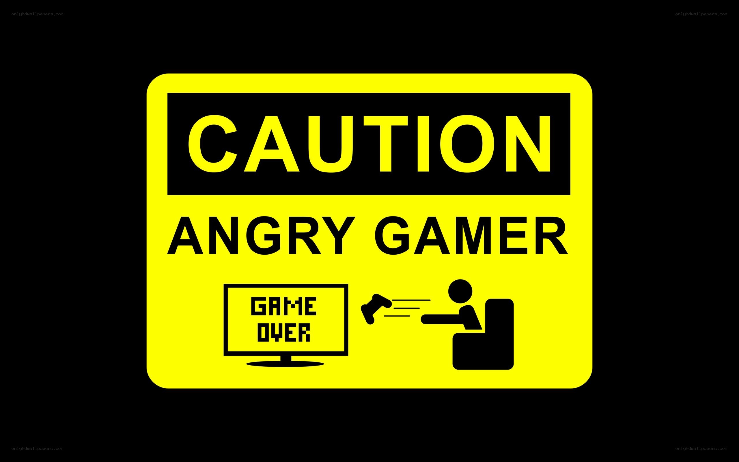 angry gamer caution sign