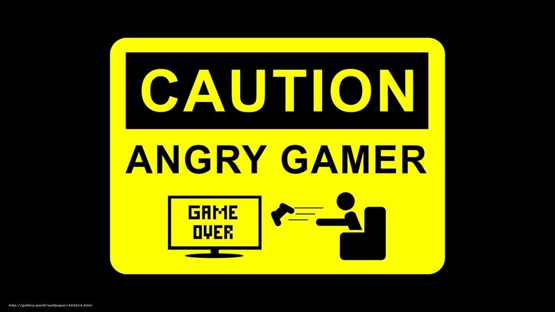 angry gamer caution sign