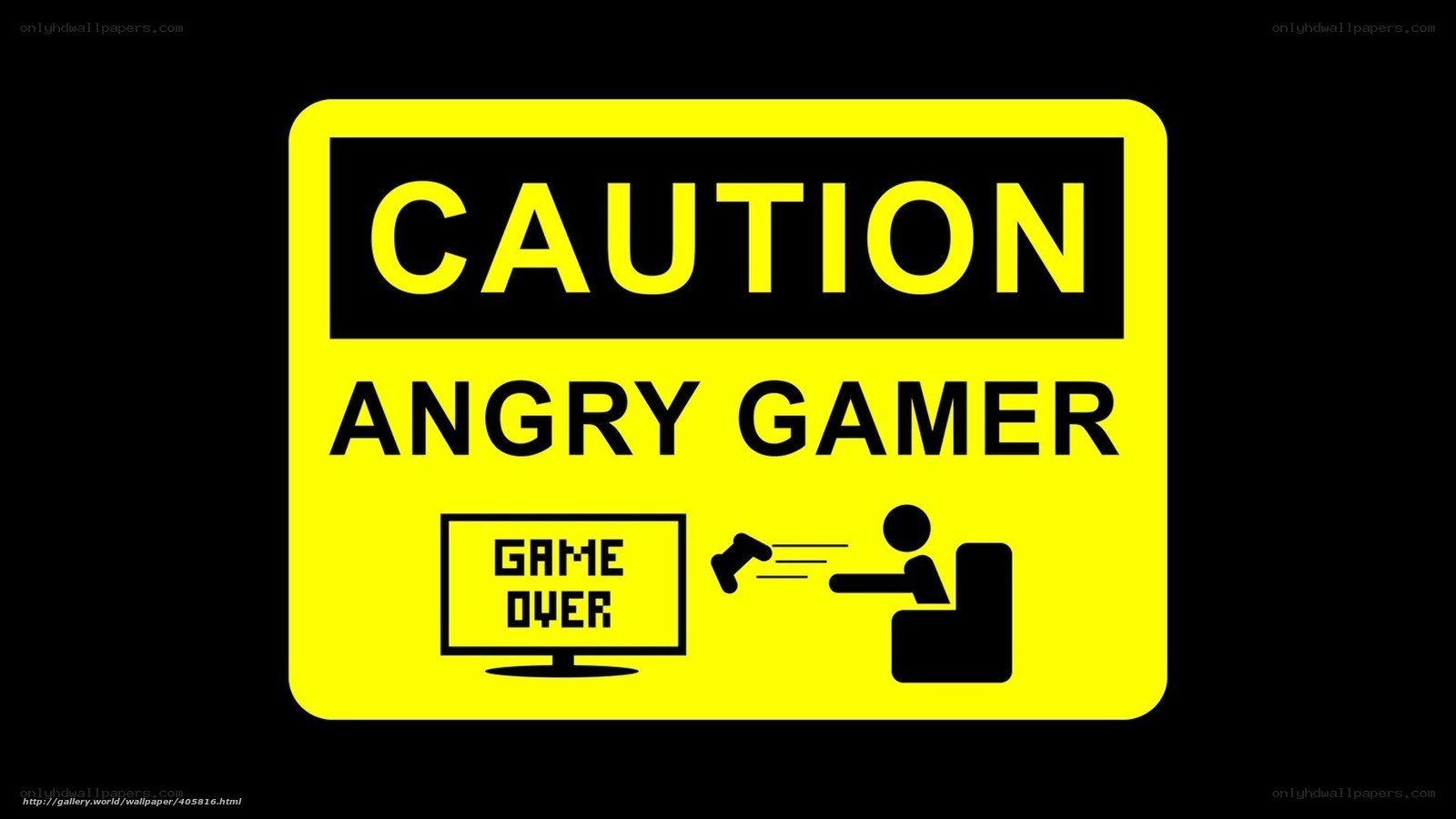 angry gamer caution sign