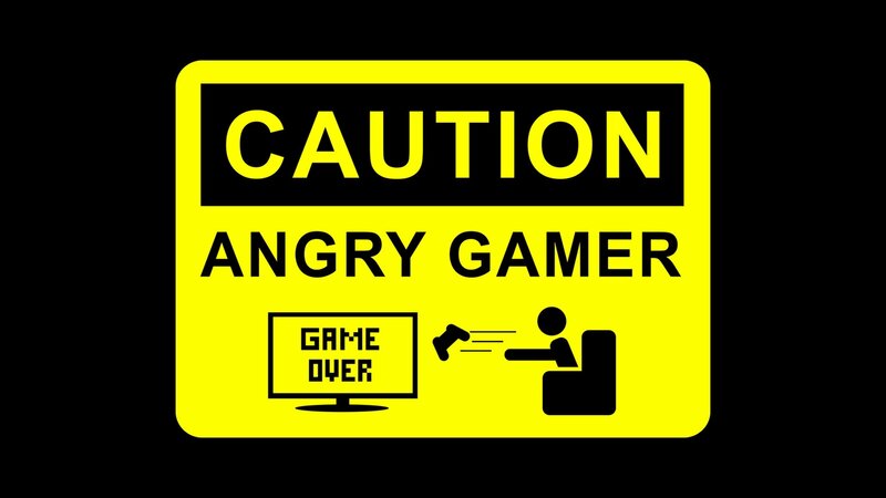 Angry Gamer Sign — Yellow, Humorous, Vector Art