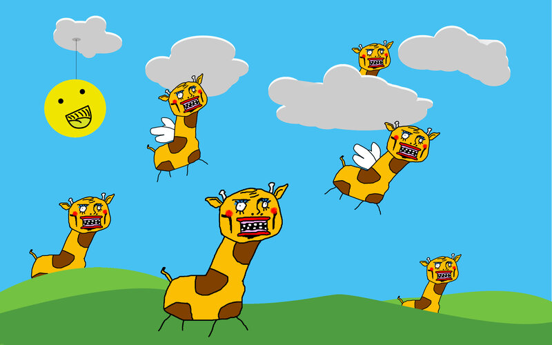 angry giraffes in the sky