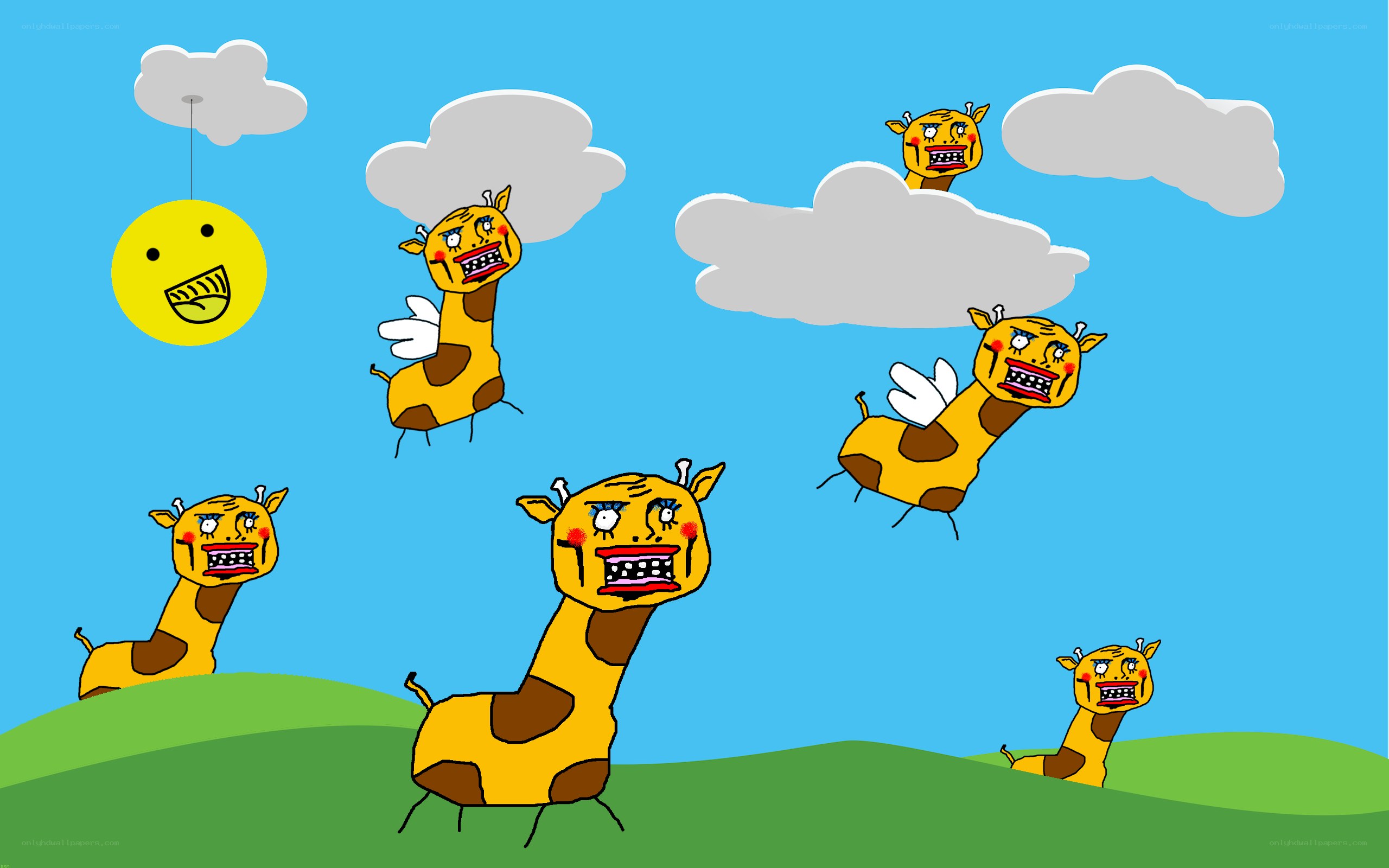 angry giraffes in the sky