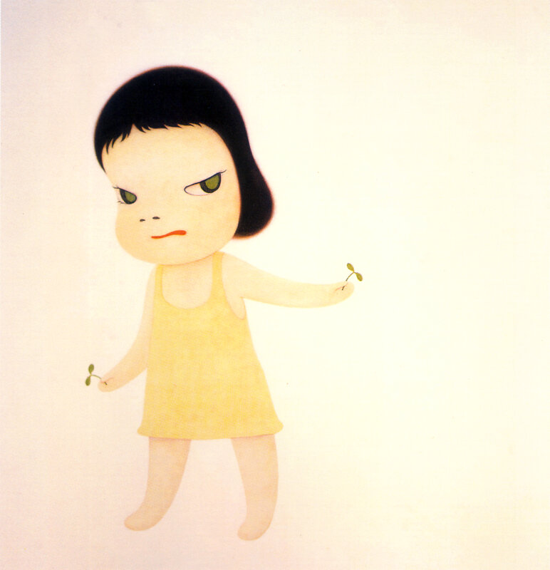 angry girl holding sprouts
