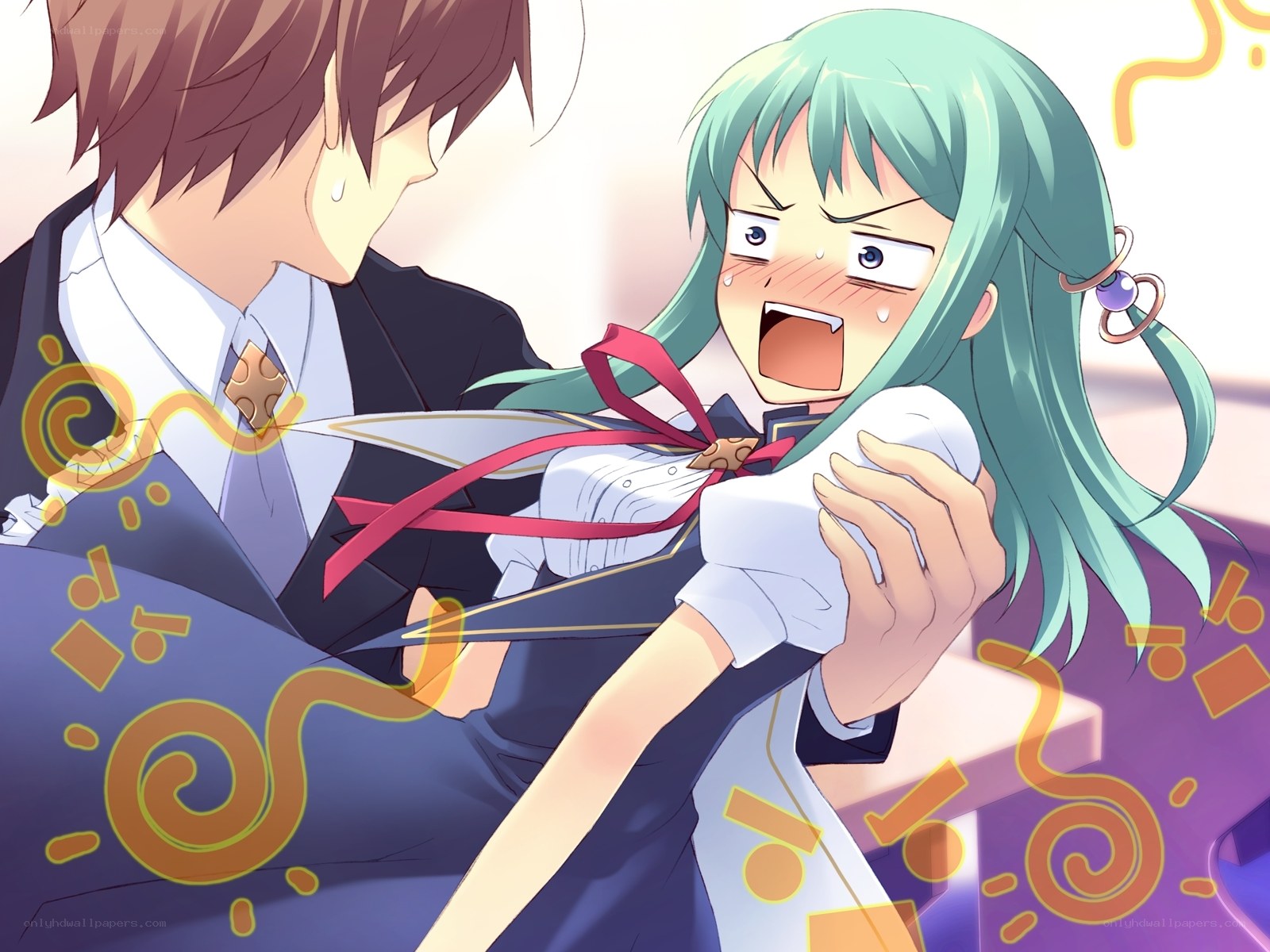 angry girl in school uniform