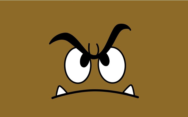 Angry Goomba Face — Brown, Vector Art, Eyes, Teeth, Eyebrows