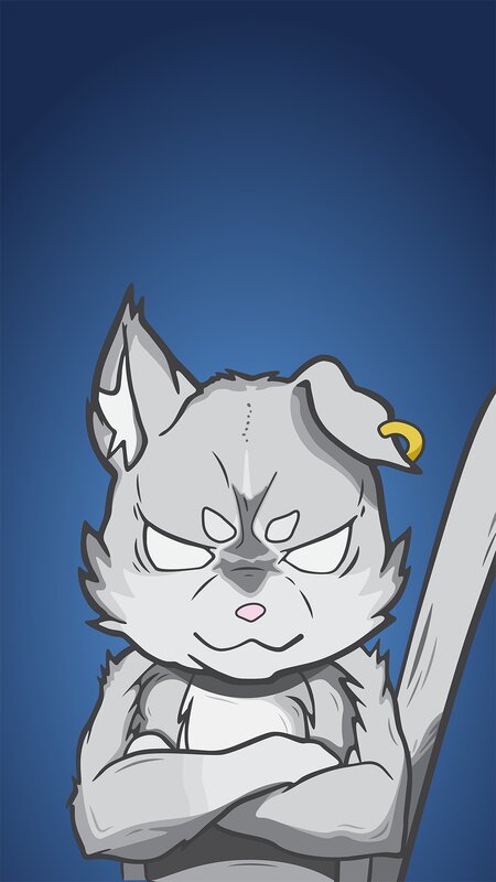 Angry Gray Cat — Blue