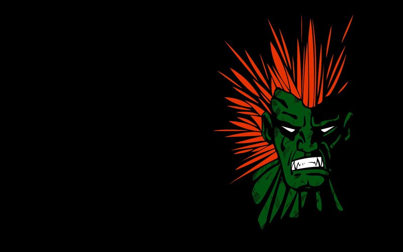 angry green character with mohawk