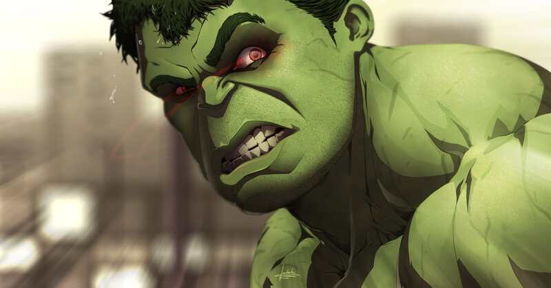 Angry Green Monster — Aggressive, Digital Art
