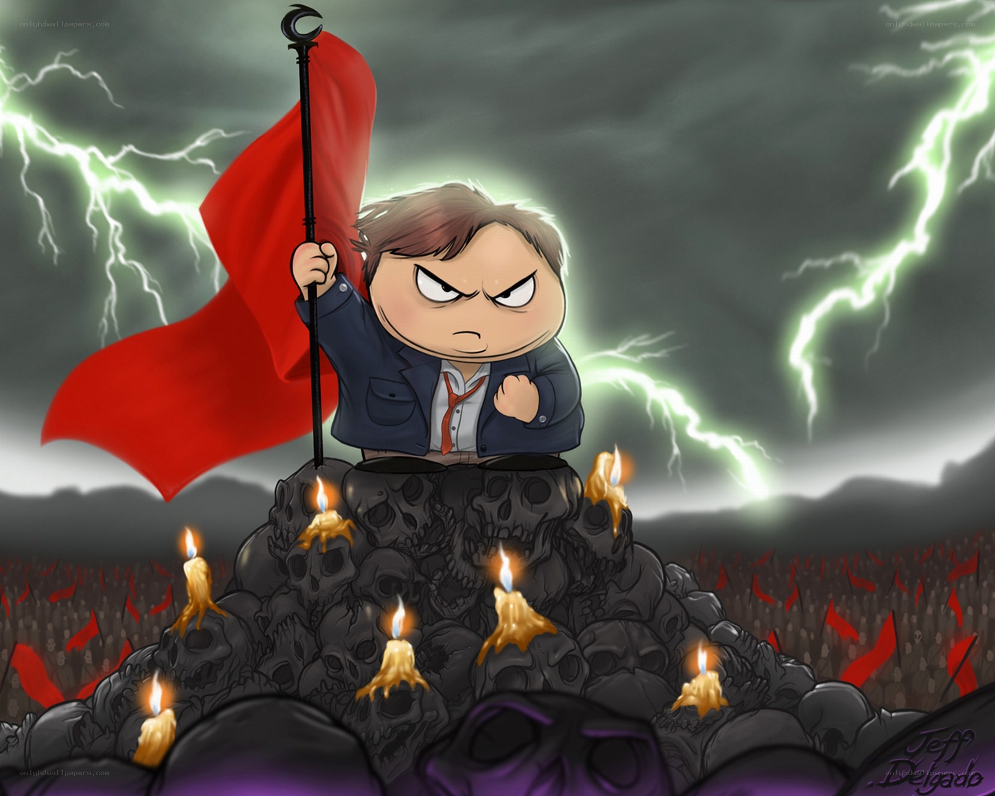angry leader on skull mound