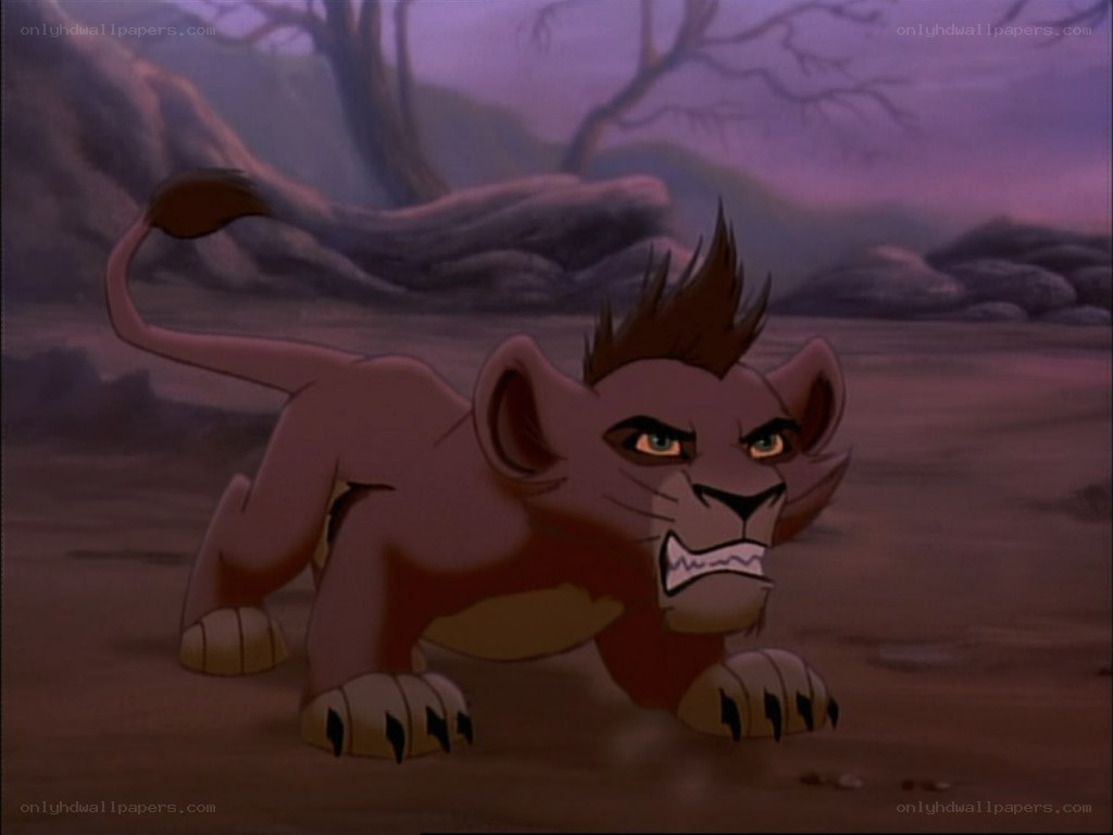 angry lion cub in dark forest
