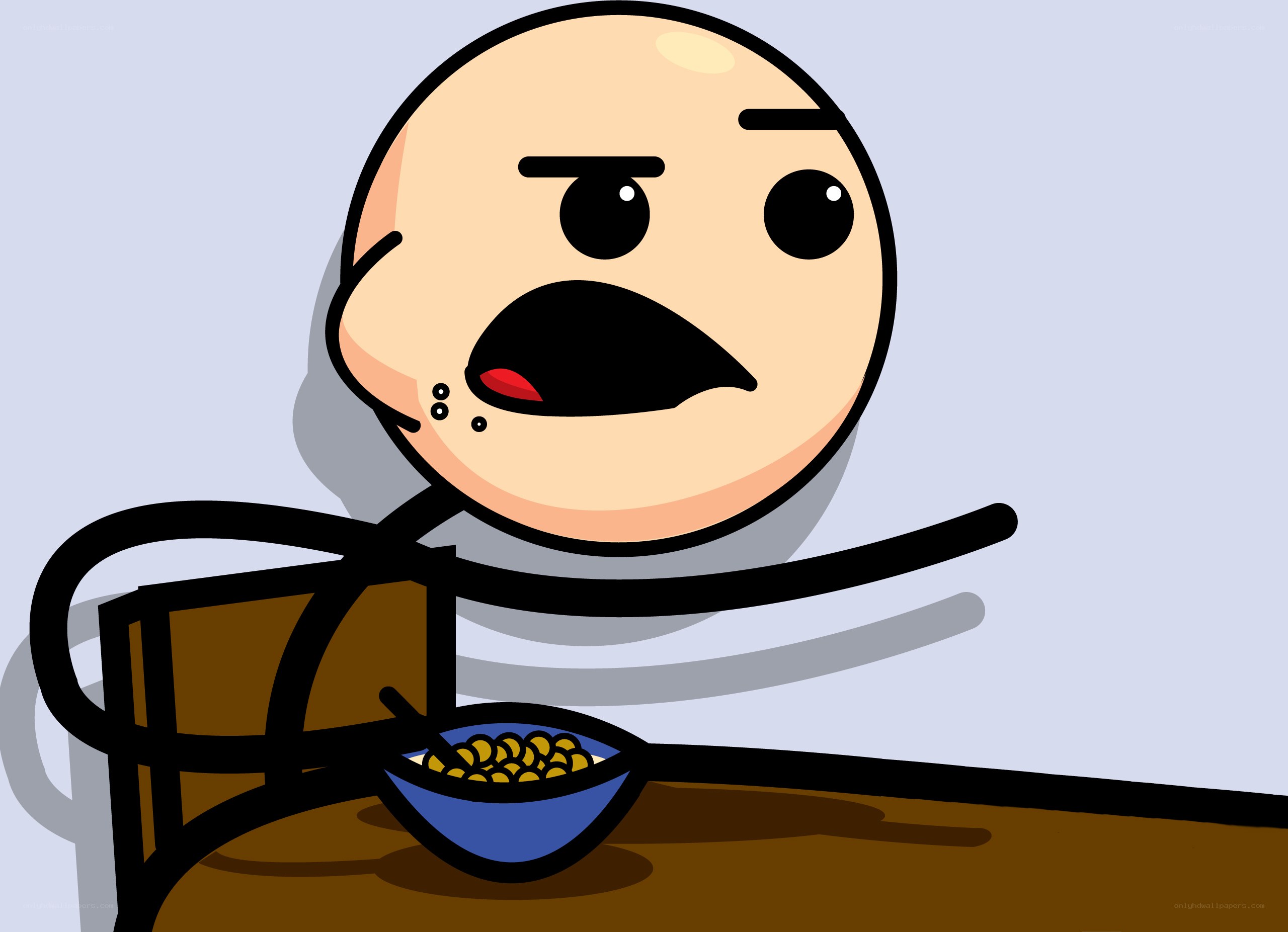 angry man eating cereal