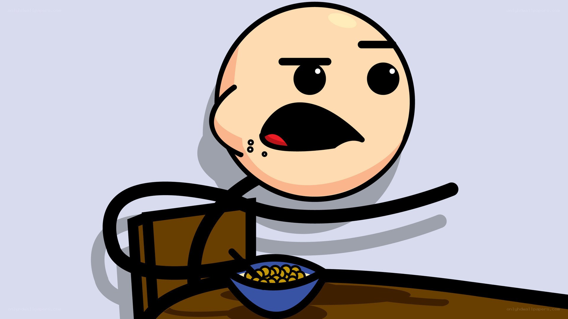 angry man eating cereal