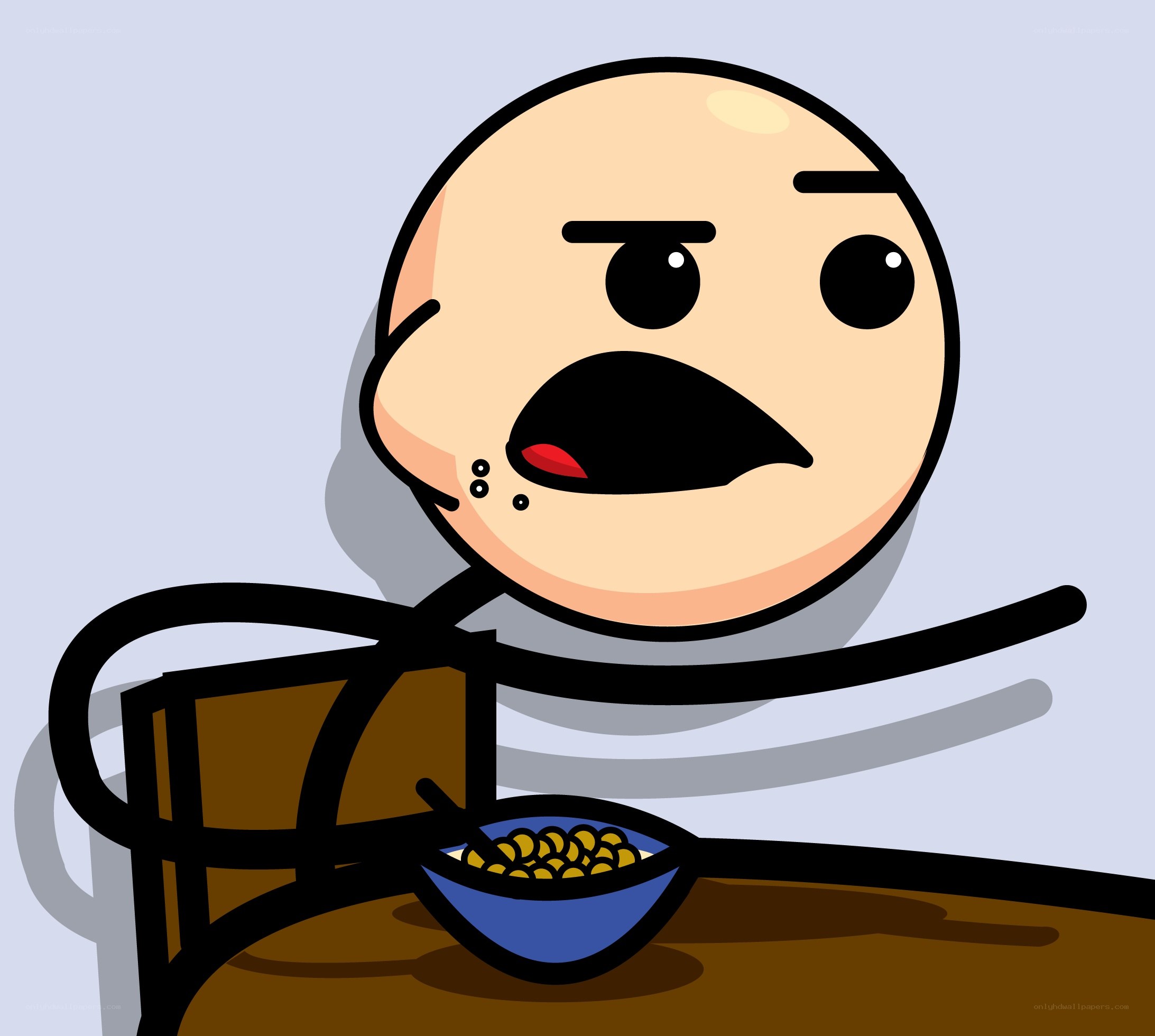 angry man eating cereal