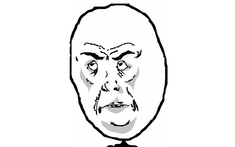 Angry Man Face — Black