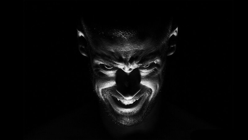 angry man in dark