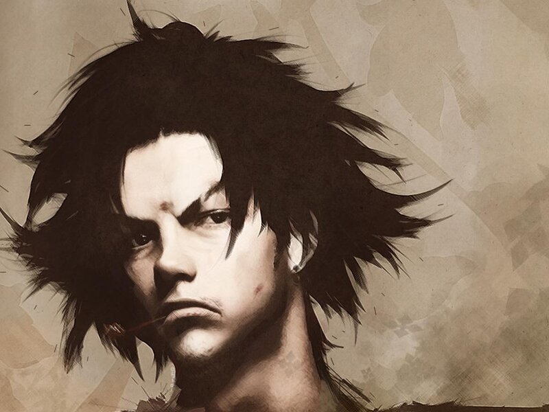 angry man with spiky hair