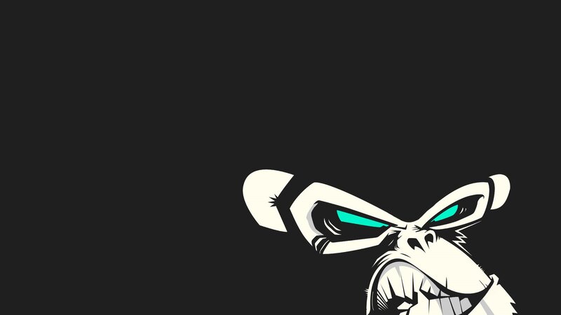 Angry Monkey Face — Black, Aggressive, Digital Art