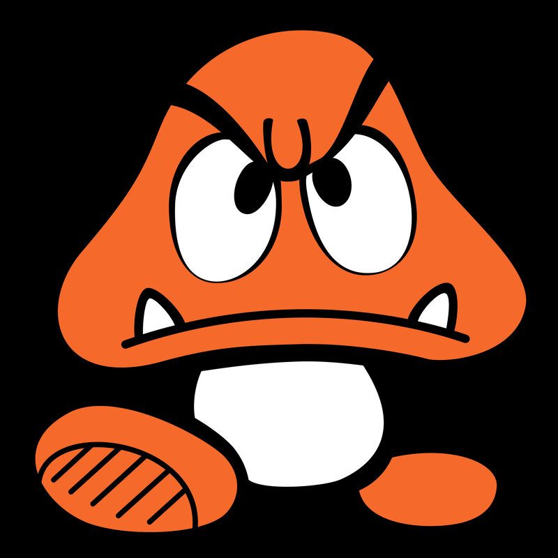 angry orange goomba character