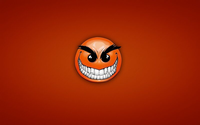 Angry Orange Smiley Face — Aggressive, Digital Art