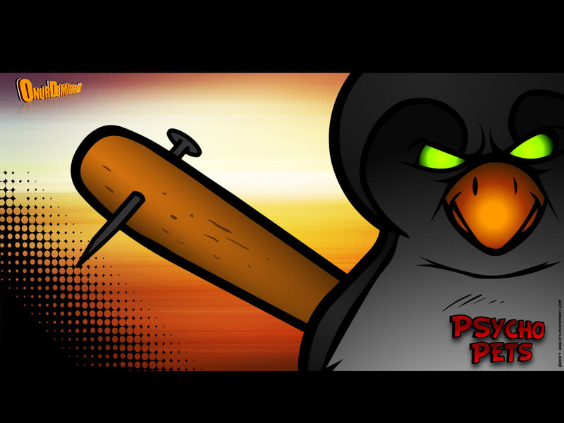 Angry Penguin with Bat — Black