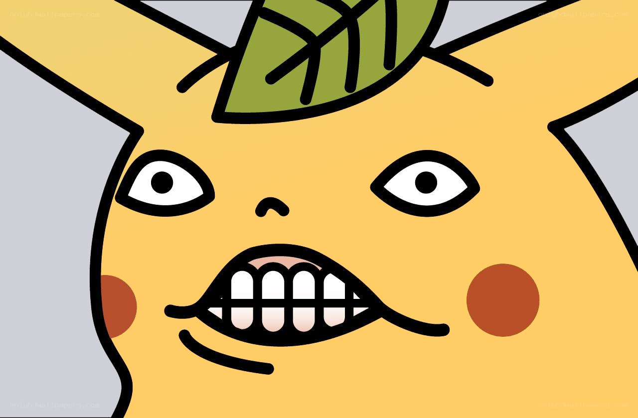 angry pikachu with leaf