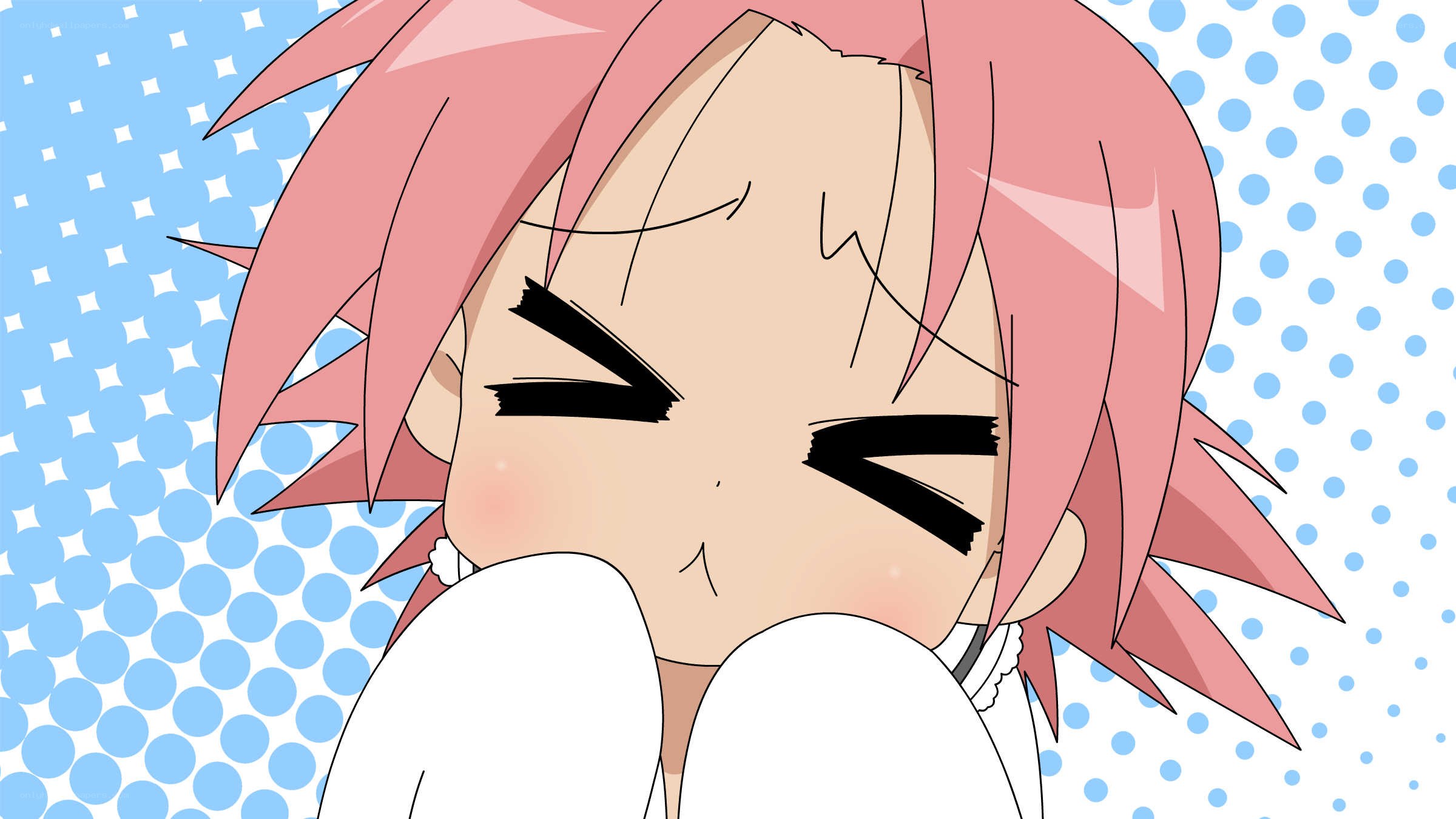angry pink-haired anime character