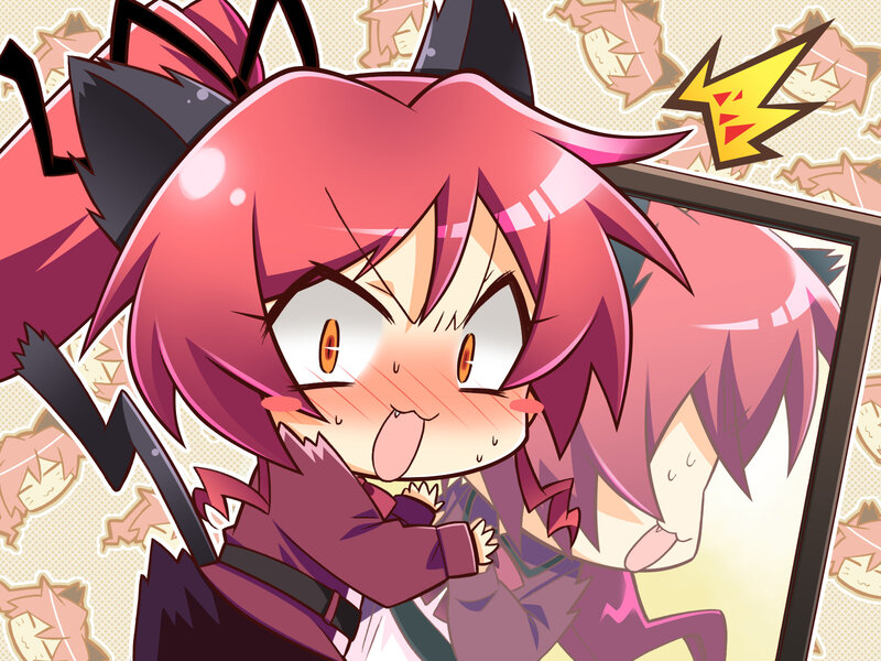 angry pink-haired anime girl