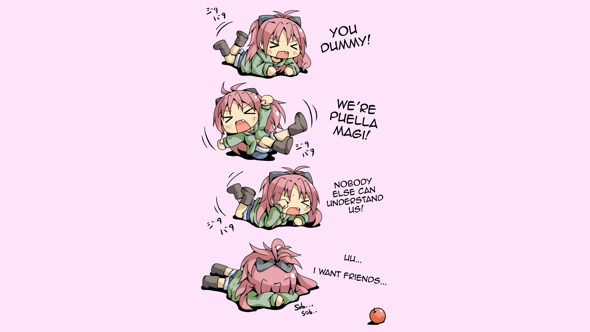 angry pink-haired girl