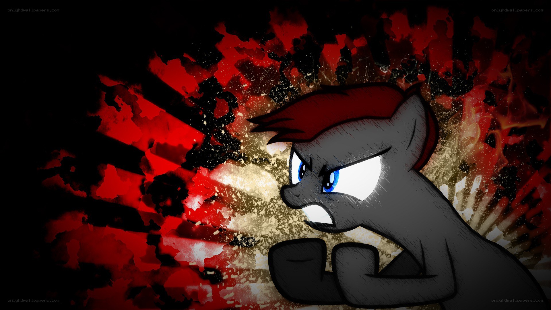 angry pony with red mane