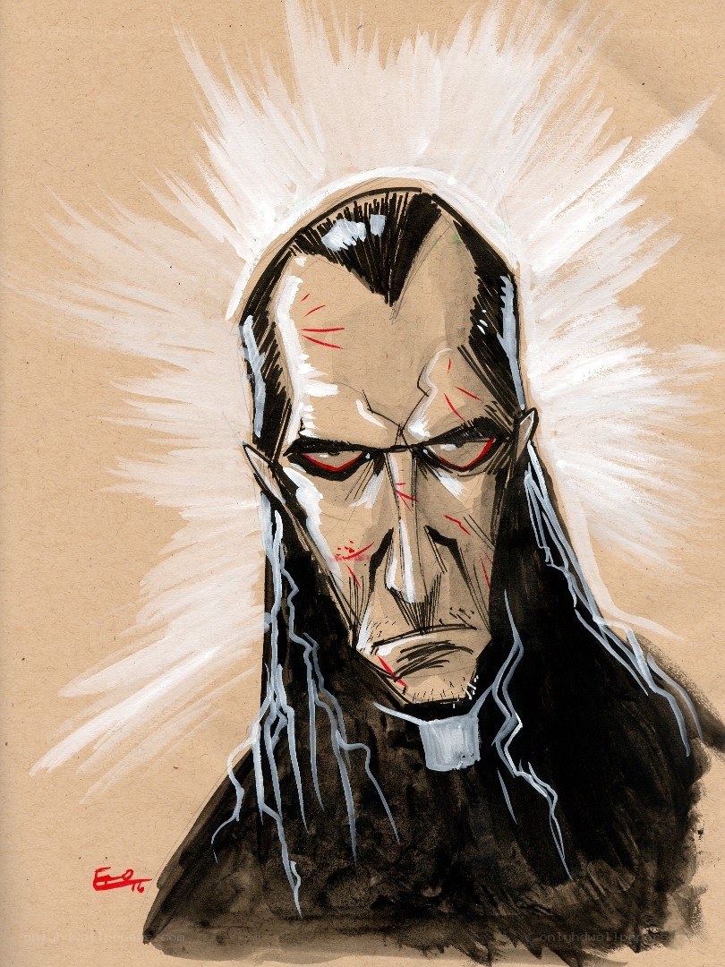 angry priest with halo