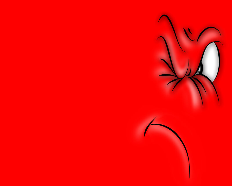 Angry Red Cartoon Face — Intense