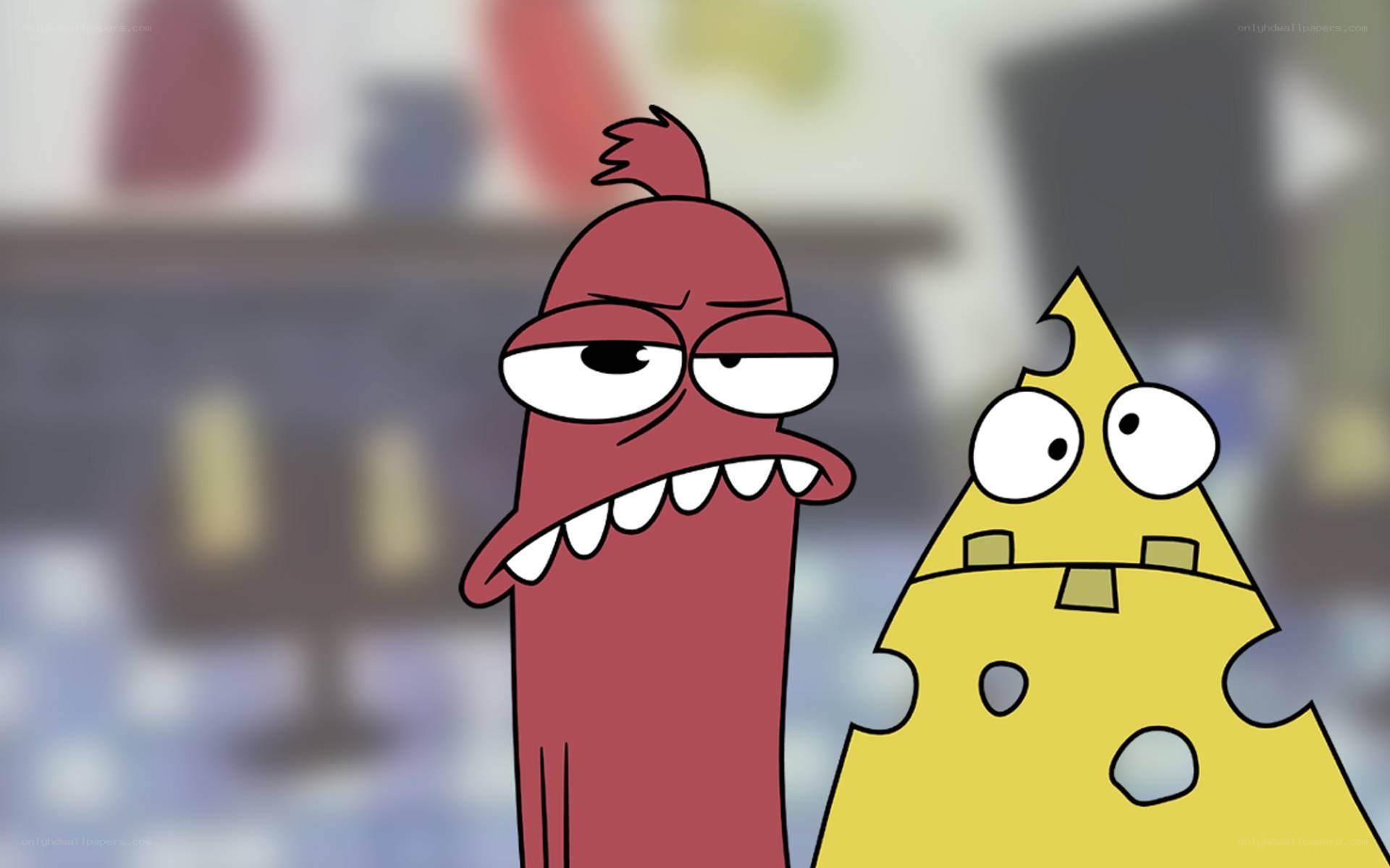 angry red character with cheese