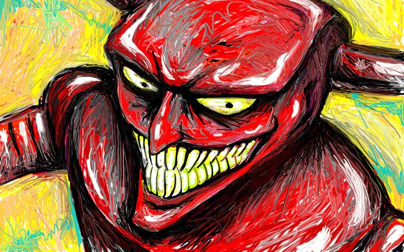 angry red demon character