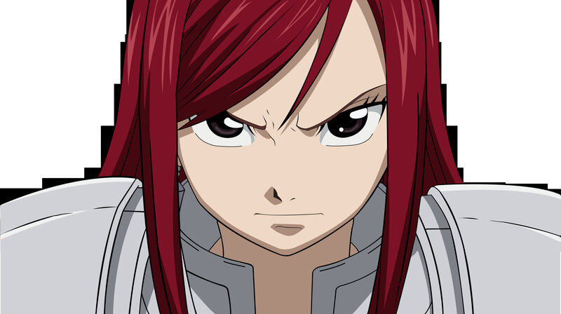 angry red-haired anime character