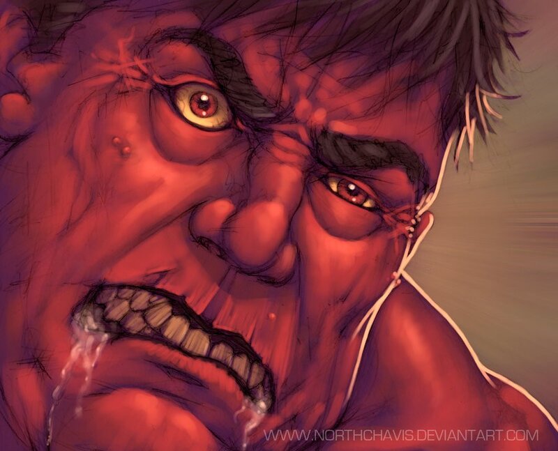 Angry Red Monster Face — Intense, Dramatic