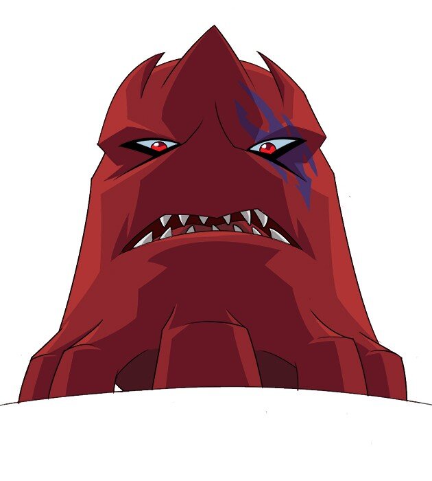 angry red monster face