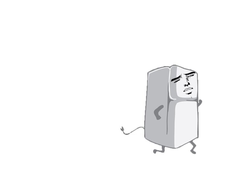 angry refrigerator character