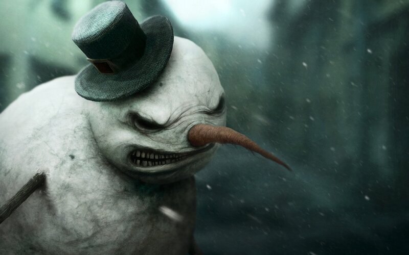 Angry Snowman — White, Ominous