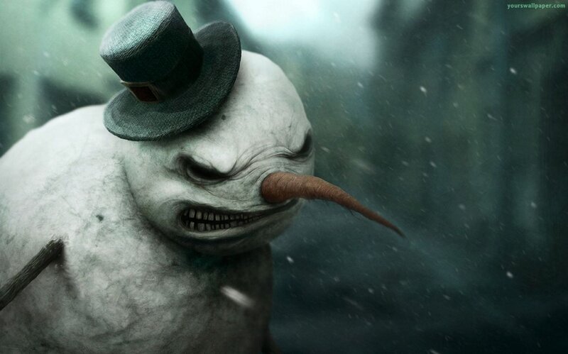 Angry Snowman with Carrot Nose