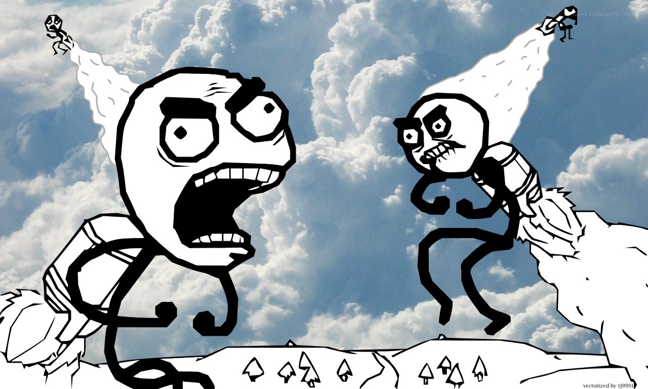 angry stick figures in sky